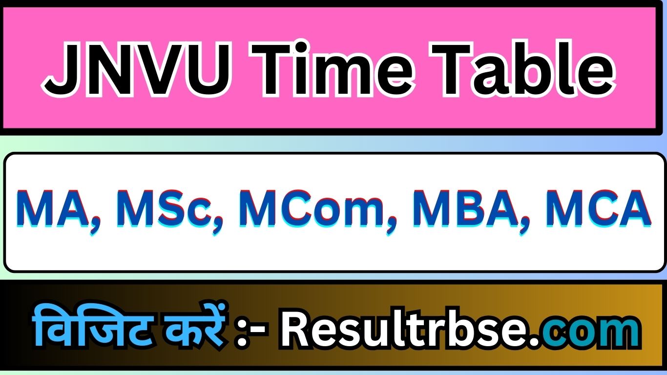 JNVU MA Time Table 2024 MSc Pre/ Final Year Exam Date