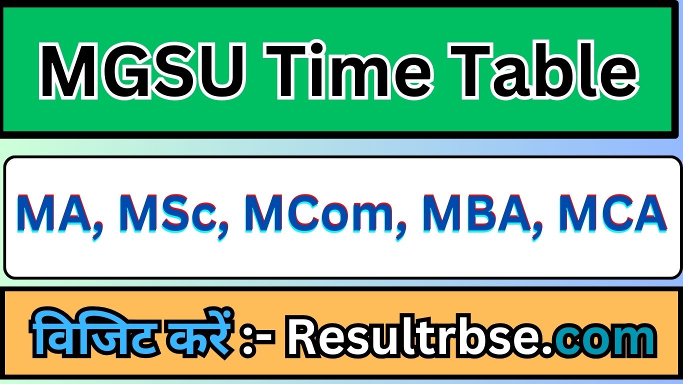 MGSU MA Time Table 2024 MSc Part 1 2 Exam Date Sheet