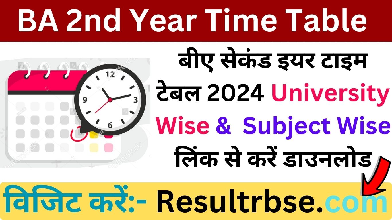 BA 2nd Year Time Table 2024 PDF Download BA Part 2 Exam Date Sheet