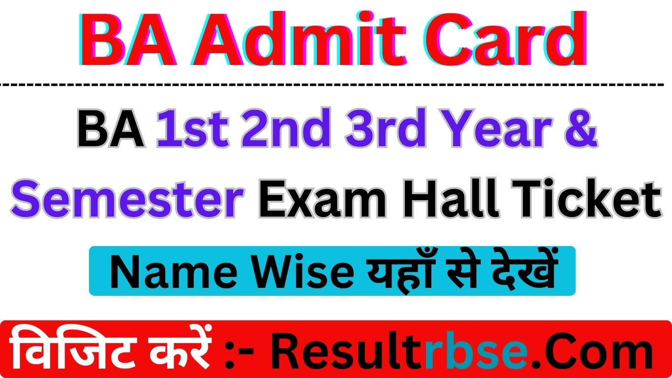 BA Admit Card 2024 1st, 2nd, 3rd/Final Year Hall Ticket