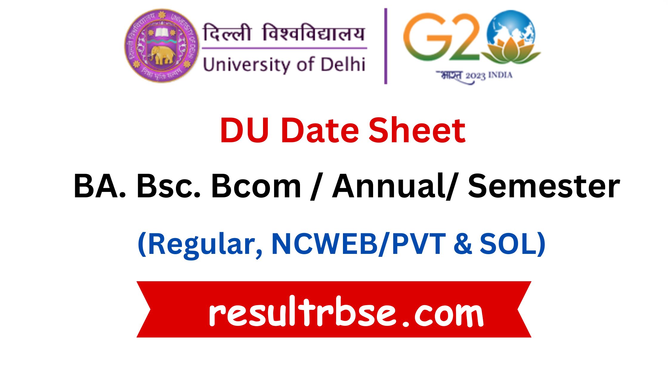 DU Date Sheet 2024 BA. Bsc. Part 1/2/3 Yr (2/4/6 Sem)