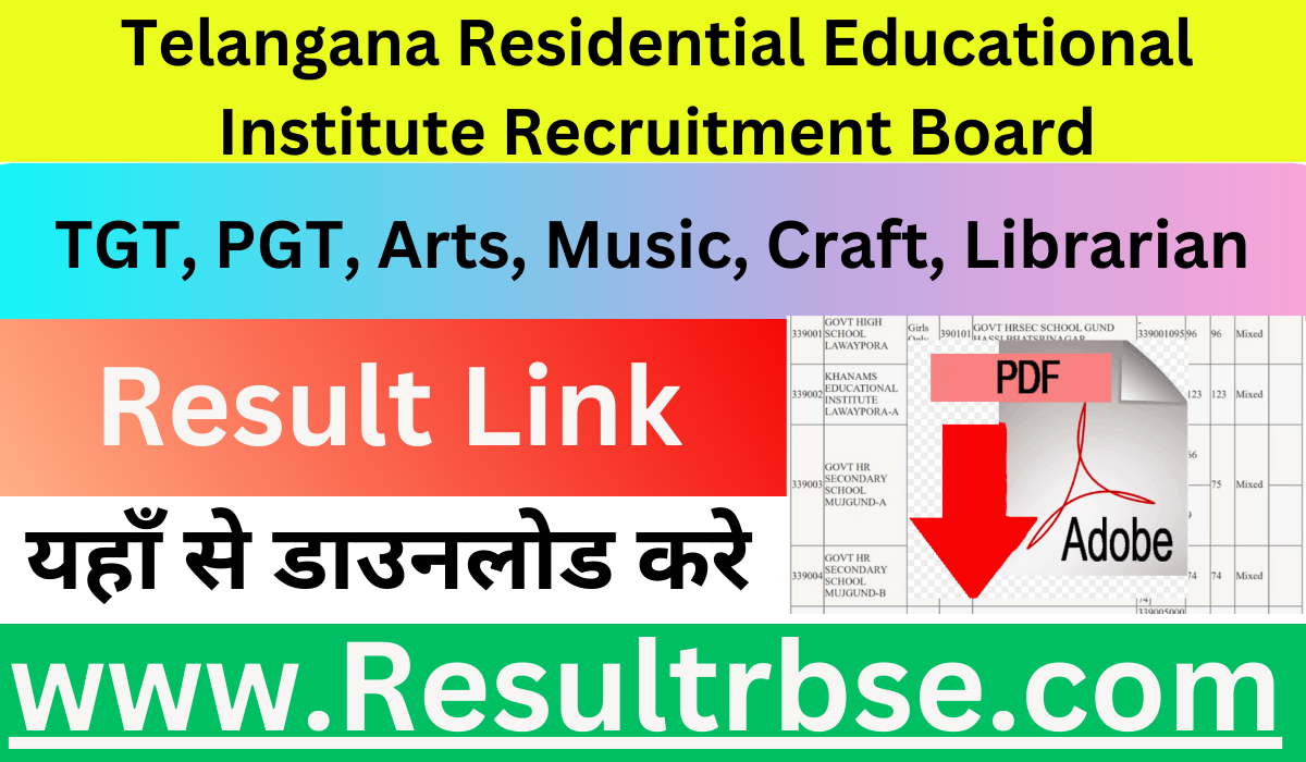 TREIRB Results 2024 TS Gurukulam TGT, PGT Teacher Cut off Marks Score